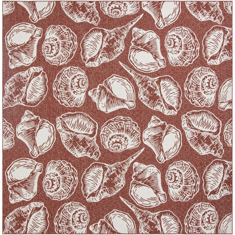 Tapis contemporain rouille et ivoire Ayton, Carré 13 pi 1 po