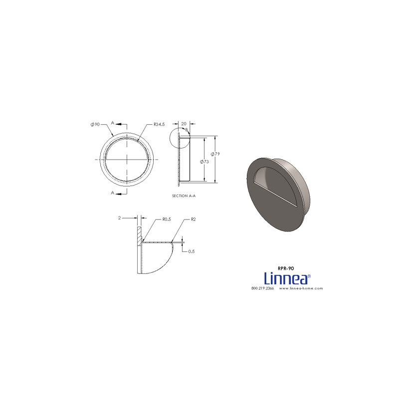 Flush Pull Plate, Satin Bronze