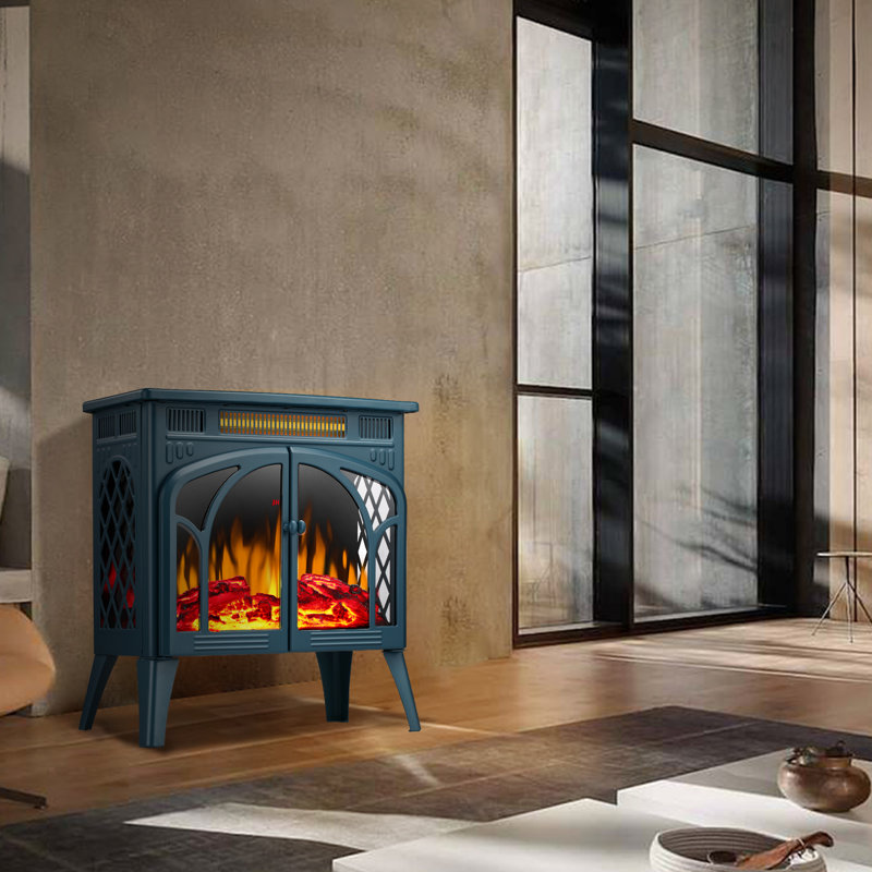  HAVATO 24" Electric Fireplace Stove - 3D Flame (12 Colors), Remote, 3-in-1 Heater + Timer, Safe for Bedroom, Dark Green