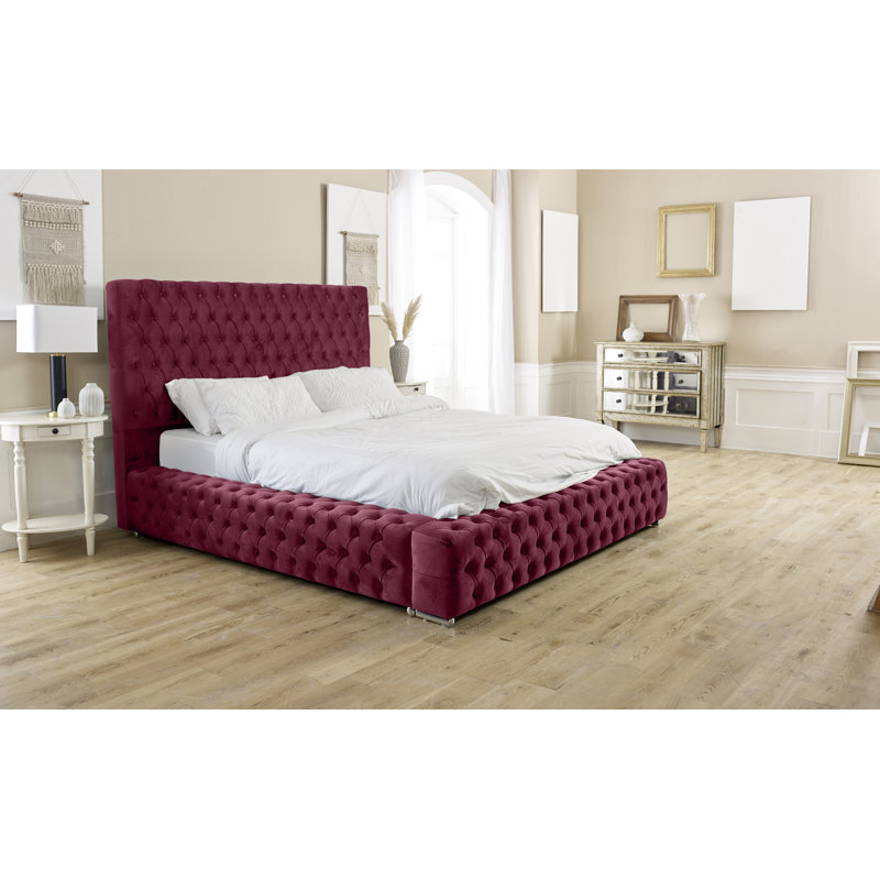 Katya Upholstered Bed, Single (3'), Maroon