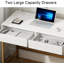 Bureau d'ordinateur l 47,2 po blanc et doré avec port USB, 2 tiroirs - Bureau à domicile et chambre à coucher-228977059-232450595