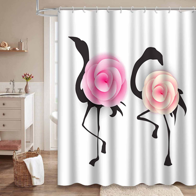 Rideau de douche imperméable à motif floral avec 12 crochets, L 72 po x l 78 po