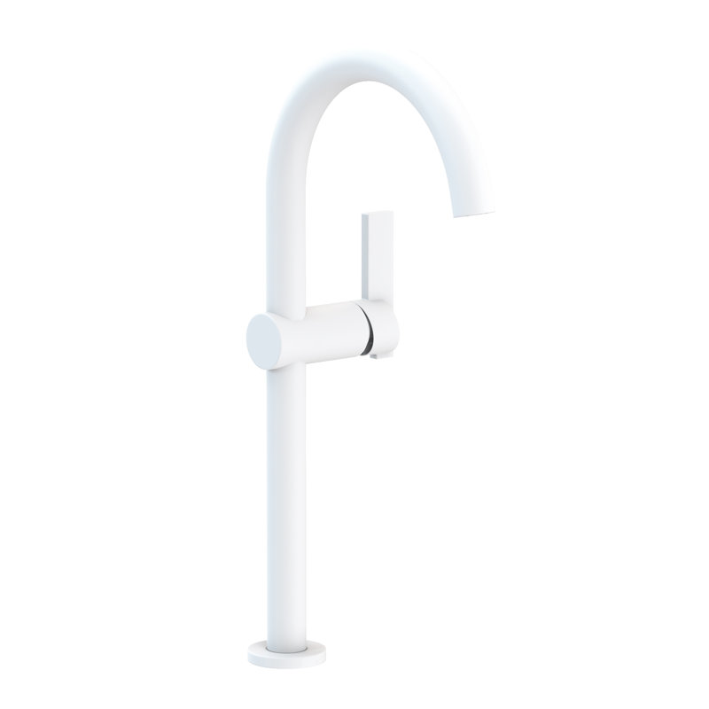 Priya Single Hole Vessel Faucet, Matte White