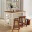 Ensemble d'îlot de cuisine en bois massif 3 pièces avec 2 tabourets, brun classique, table de bloc de boucher de 45 pouces, tablettes ouvertes