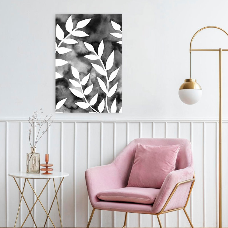 Floral Black And White 1 Abstract Bold Contemporary Nature Plant Wall Art, 24" H x 16" W