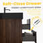Grace 60" Walnut Bathroom Vanity with Matt Black Engineered Quartz Sink and Soft Black Drawers, Wall Mounted Floating Bathroom Vanity for Modern Bathroom