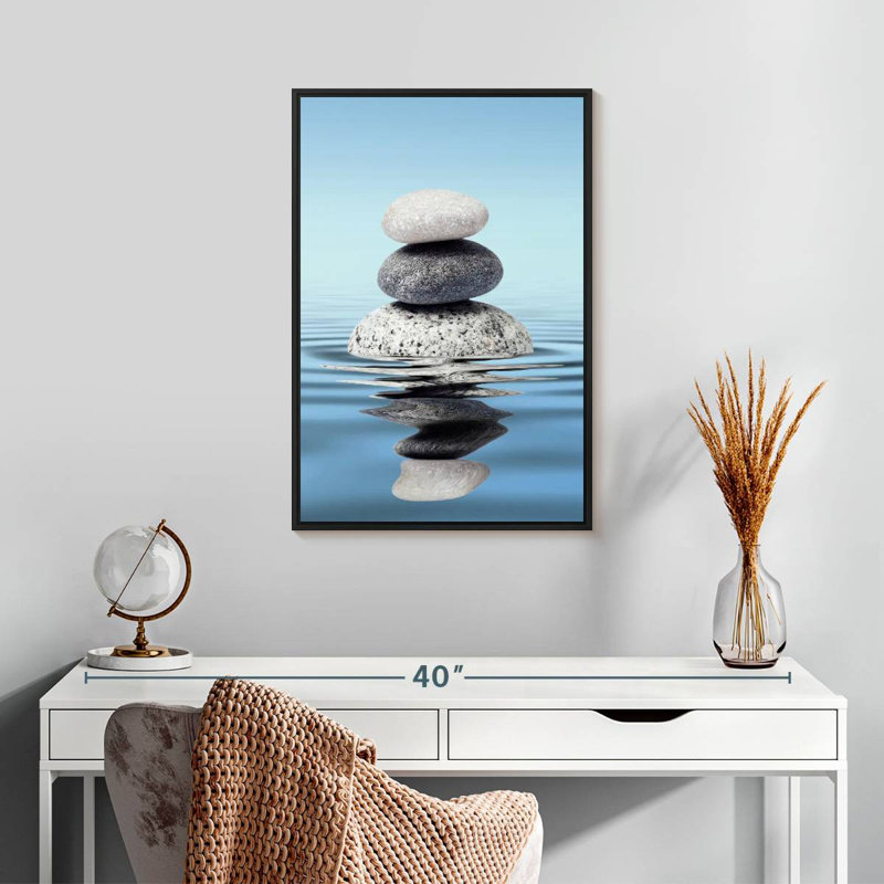 Ondulations zen, Cadre flottant noir, 17 po x 25 po