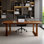Solid wood brown desk, rectangular executive desk