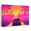 «Retro Sunset Drive», art mural rétro abstrait avec palmiers