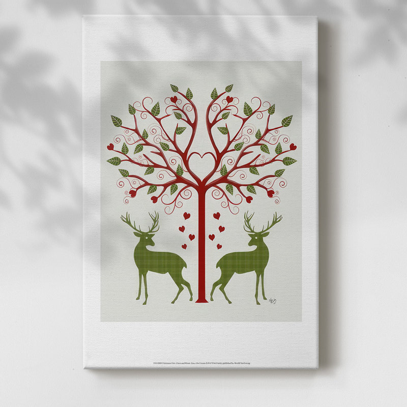 Christmas Des - Cerf et cœur, crème, H 12 po x l 8 po x P 1,5 po