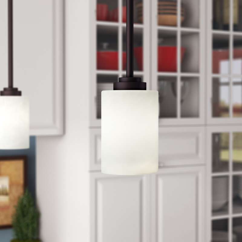 Luminaire suspendu cylindrique à 1 lumière Vikenti, Bronze huilé