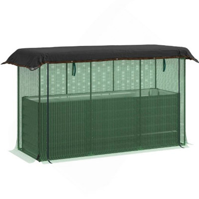 Raised Garden Bed,Galvanized Steel Planter Box With Crop Cage And Shade Cloth,For Flowers, Veggies And Herbs