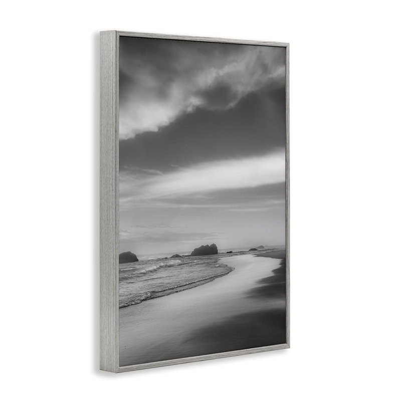 Tirage au sort de plage en niveaux de gris, estampe numérique, conception de Don Schwartz, Estampe numérique Farmhouse