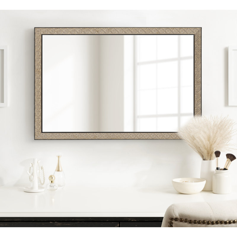 Rectangle Ornate Textured Bathroom Mirror, 18" H x 24" W