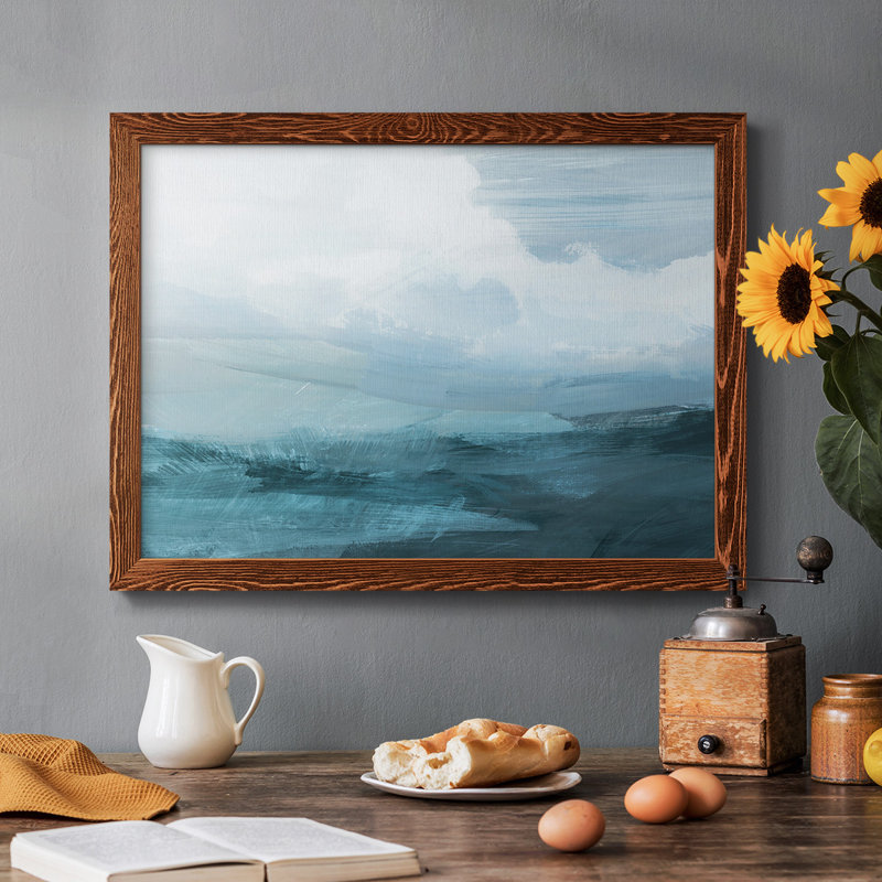 Toile tendue encadrée rustique Azure Rising IV, Cadre érable, H 26 po x l 38 po x P 1,5 po