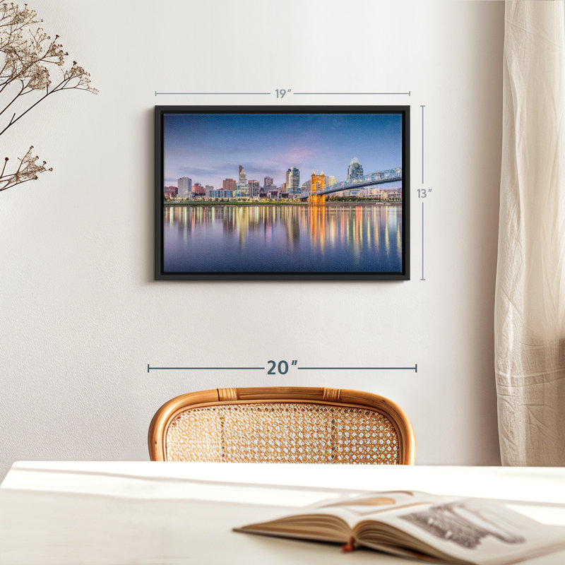 «Cincinnati City Skyline», reproduction sur toile, H 13 po x l 19 po