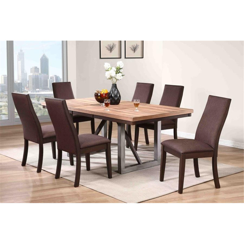 Tickenham 6 - Person Extendable Walnut Solid Wood Solid Wood Top Four Leg Dining Set