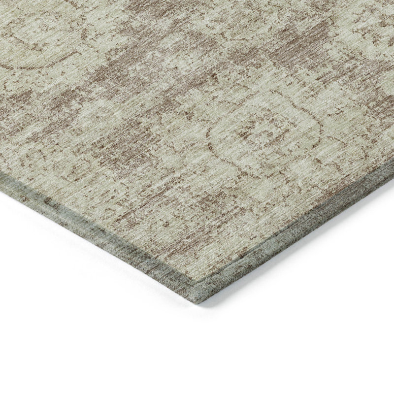 Tapis d'intérieur brun clair beige et beige à motif floral 5 pi x 8 pi