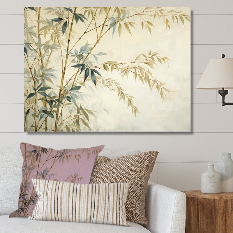 Minimalisme bambou sur toile, H 34 po x l 44 po x P 1,5 po, Toile tendue