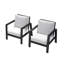 Ensemble de 2 fauteuils de patio en aluminium 28 po avec coussins épais gris clair et structure noire-229990748