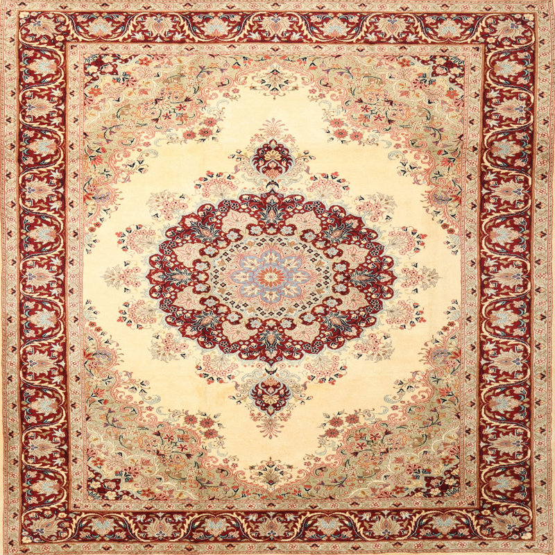 Tapis brun/beige traditionnel Desbois, Carré 6 pi