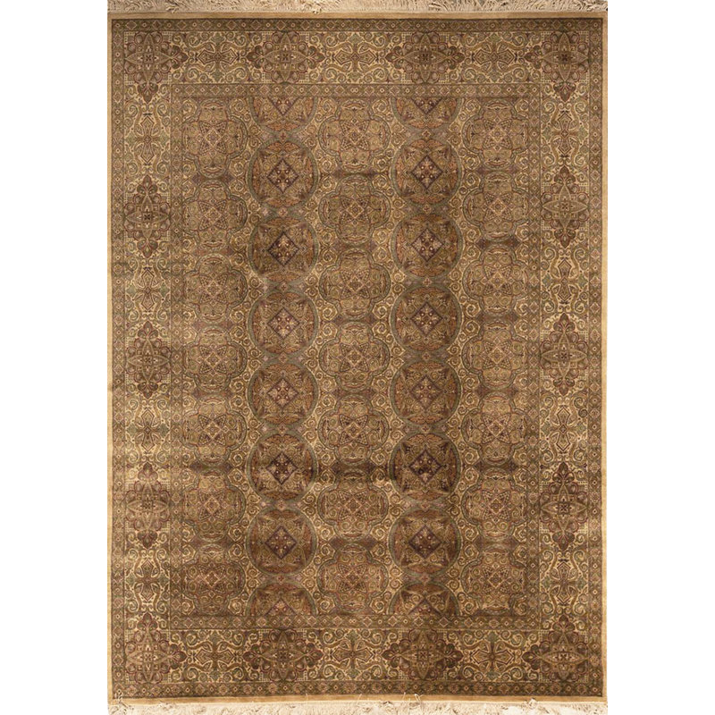 Wool Oriental Area Rug in Brown/Green/Rust