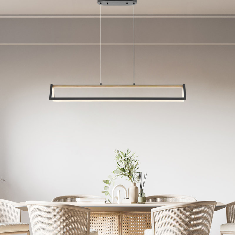 Lustre satiné noir et bois