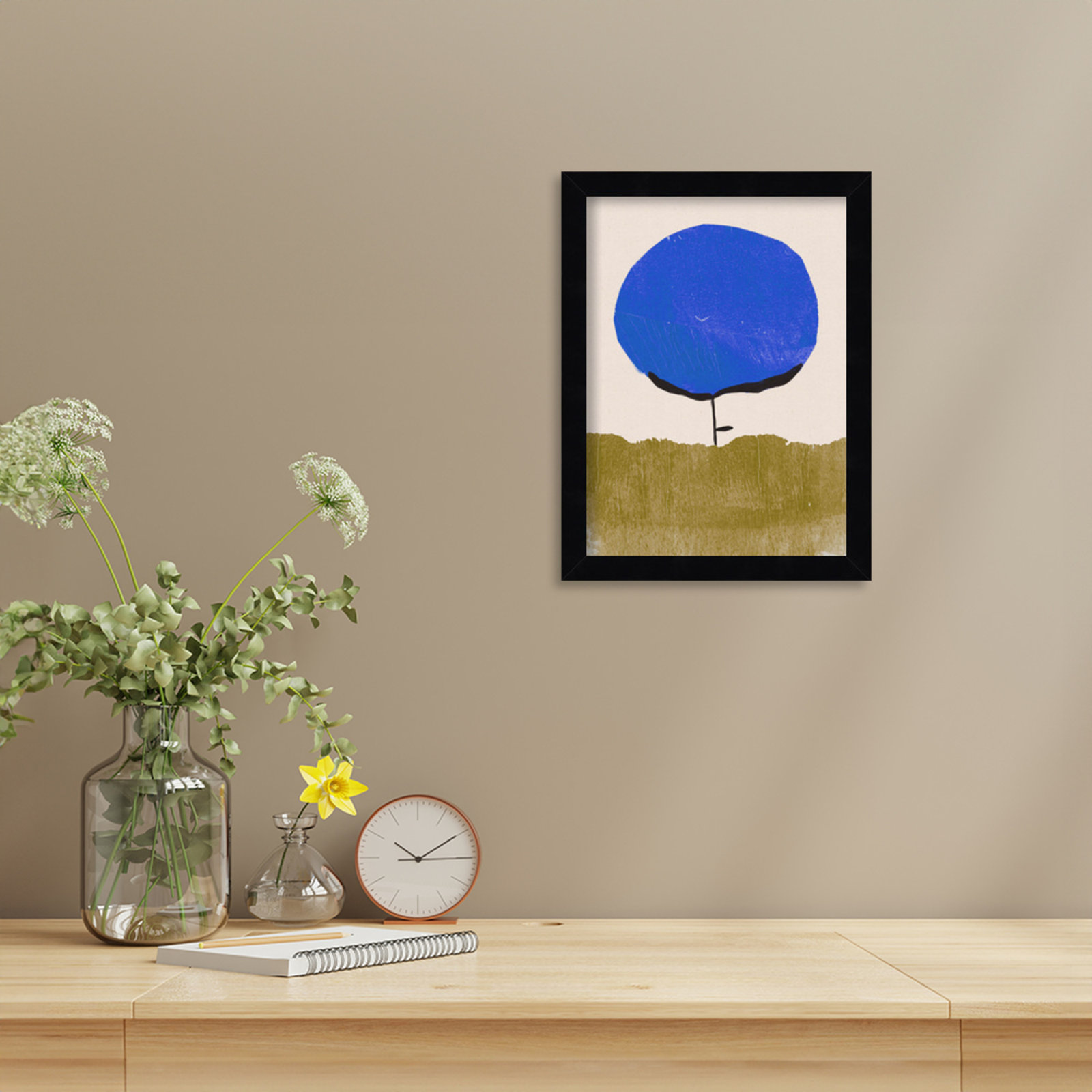 Blue Flower Print by Alisa Galitsyna, 13" H x 10" W, Black