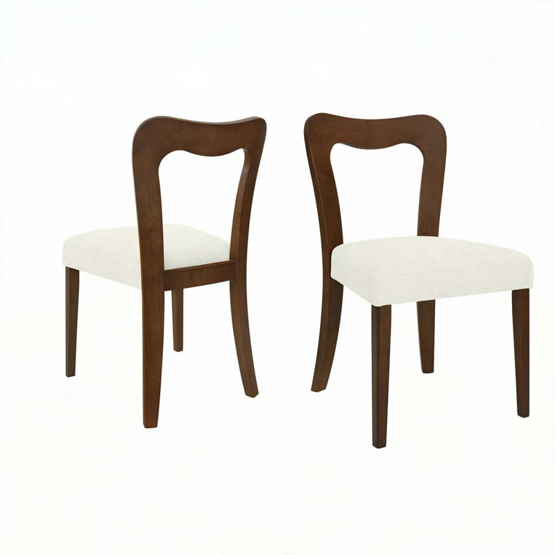 Alaric Mid-Century Modern Rubberwood Dining Chairs, Light Ash, Beige
