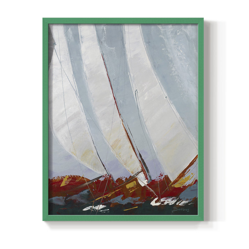 " Gallery Racing The Wind Framed Print ", 21" H x 17" W, Green