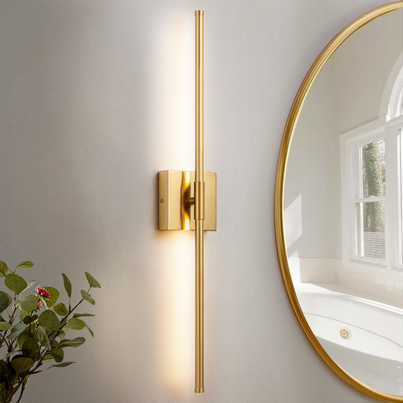 Brylea Iron LED Hardwired Armed Sconce, Gold, 27.60" H X 4.33" W X 2.36" D
