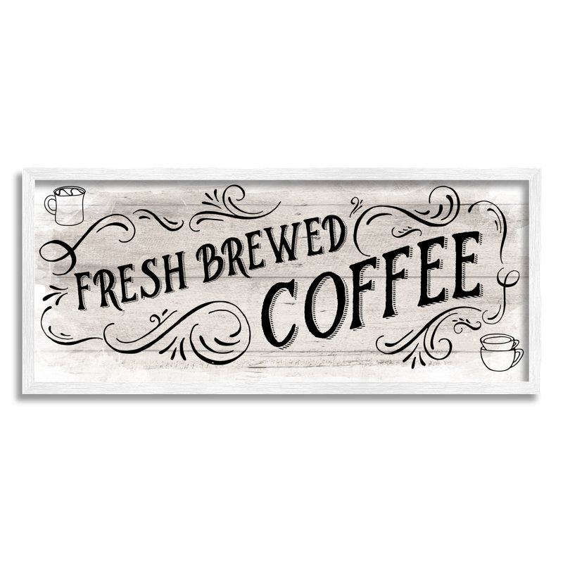 «Fresh Brewed Coffee» encadré sur bois par Amanda Murray, reproduction, H 13 po x l 30 po x P 1,5 po
