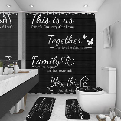 Ensemble de rideau de douche 4Pcs Family