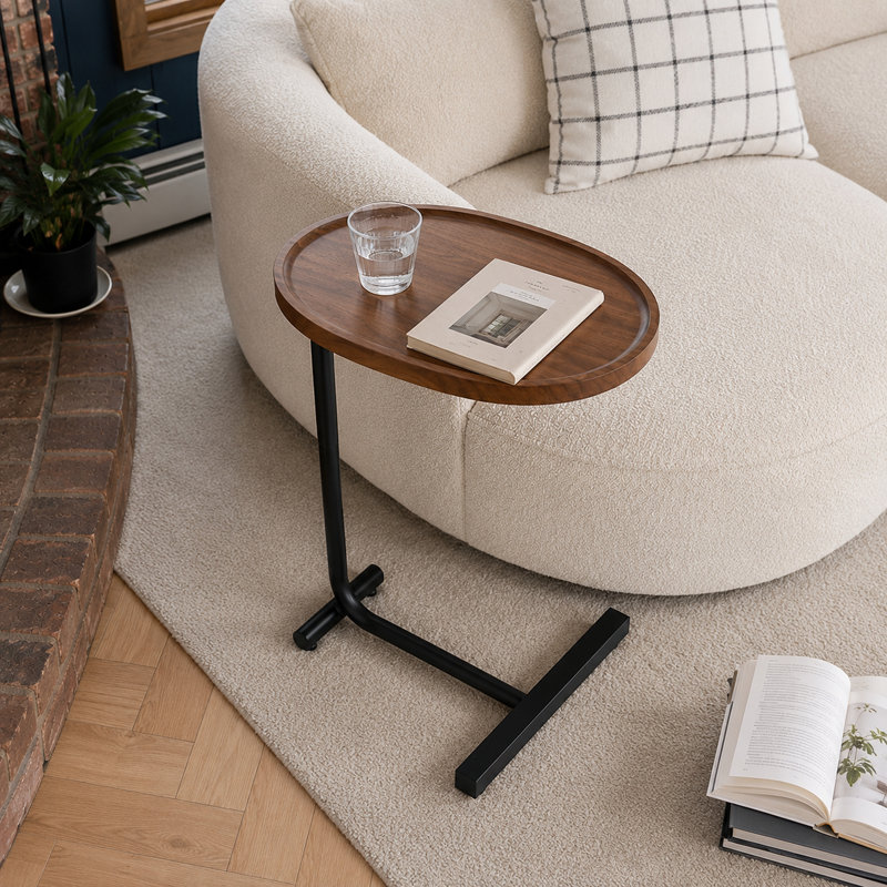 Manijah Tray Top End Table, Brown, Black, 1