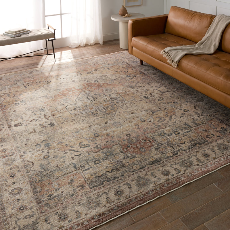 Tapis marocain Natonia brun clair / rose Natonia, Rectangle 3 pi 11 po x 6 pi