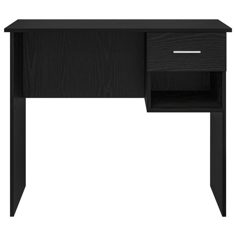 Desk With Storage 90X49.5X75 Cm Engineered Wood, Black Oak