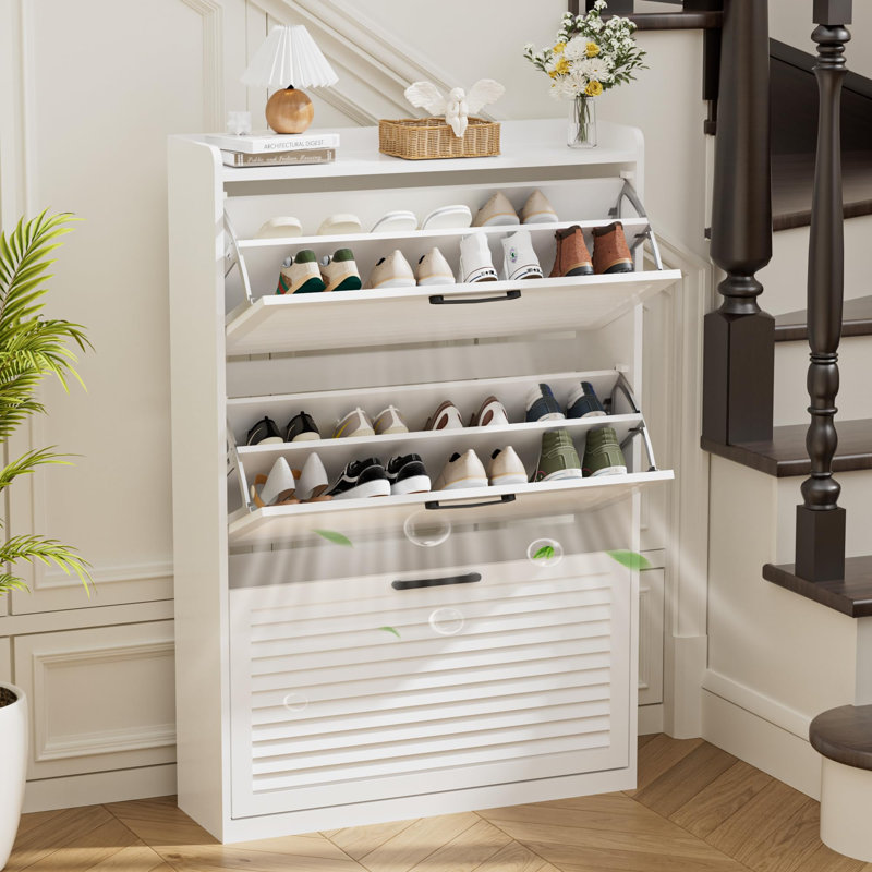 24 Pair Shoe Storage Cabinet, White