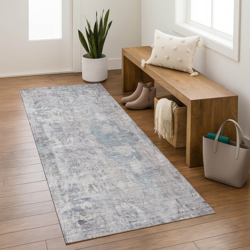 Premium Machine Washable Mayfield AMF2310 Abstract Rug, 2'3" x 7'6" Runner, Taupe