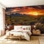 Papier peint adhésif peler et coller Cactus Wildflower Desert Sunset Vibrant Sky Mountains, art mural auto-adhésif et amovible-131412992
