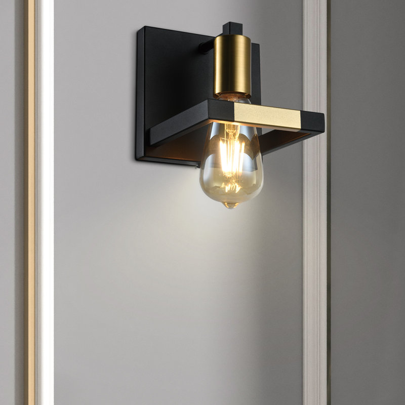 1 - Light Dimmable Black/Gold Metal Sconce