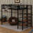 Twin Size Metal Loft Bed - Upper Grid Storage Shelf & Lateral Storage Ladder-568256399