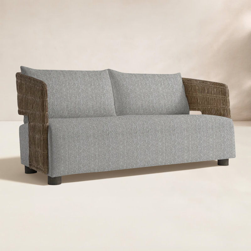 Maldives 72'' Wide Straight Patio Sofa with Cushions, Light Gray/Dark Gray Linen 6032-110