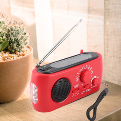 Radio d'urgence à manivelle avec 3 DEL, AM, FM, SW, batterie externe solaire, alarme SOS pour le camping