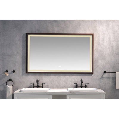 LED Bathroom Mirror with Aluminum Frame, Wall Mounted Vanity Mirror, Anti-Fog, Memory, 3 Colors, Stepless Dimmable