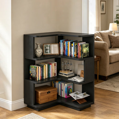 4 Tier Corner Bookshelf, Freestanding L Shaped Display Bookcase For Home Office Living Room Bedroom