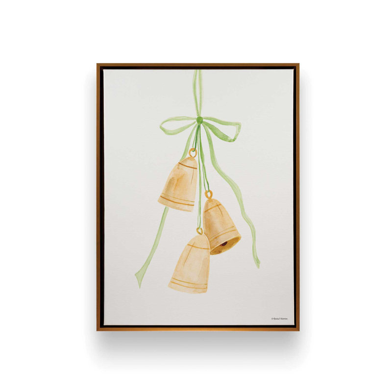 «Christmas Bells» par Rachel Nieman, reproduction d'art, L 36 x H 48, Doré, Toile avec cadre
