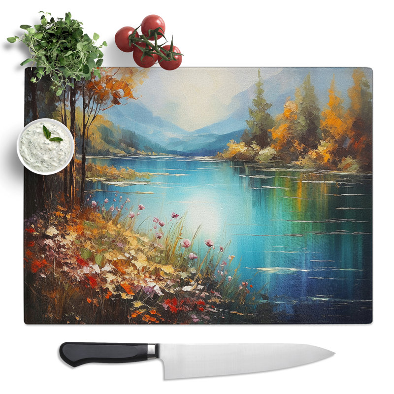 Lake Impressionism  Glass Chopping Board