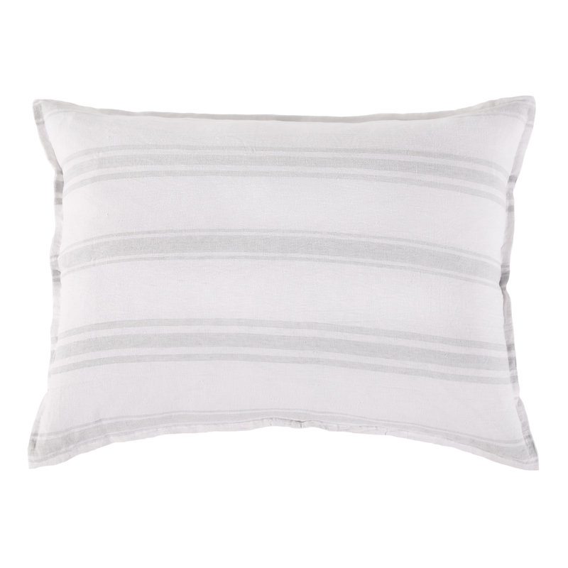 Jackson Linen King Sham , King, White/Ocean