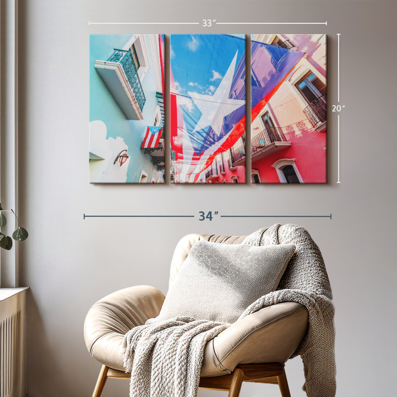 «Puerto Rico Street Flag» sur toile, H 20 po x l 33 po x P 1,25 po