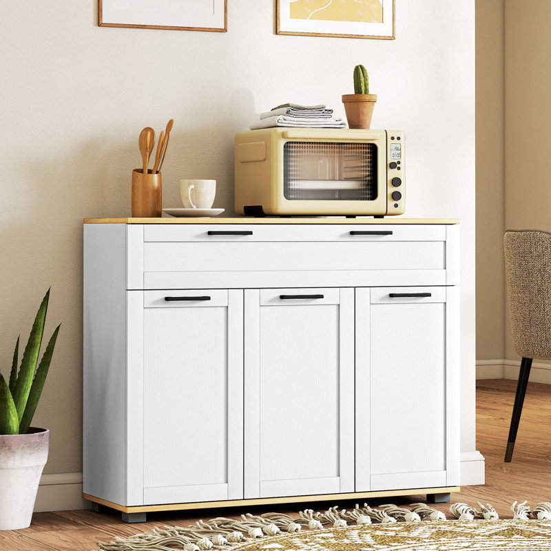 Buffet avec tiroir et tablettes réglables, blanc, Blanc